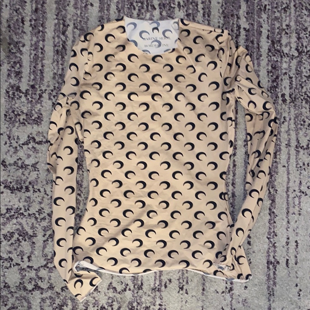Marine Serre Borderline Moon Print Long Sleeve Top